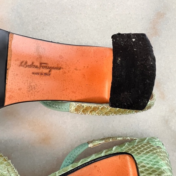 Authentic Salvatore Ferragamo Snakeskin Slingback Heels – Italian Luxury size 7 - Picture 8 of 11
